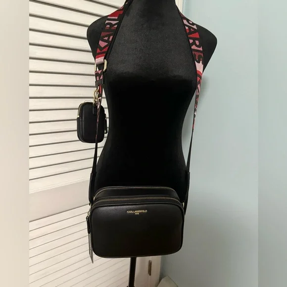 Karl Lagerfeld NWT Black Crossbody with Beautiful Strap and Attached coin purse! - Picture 2 of 9